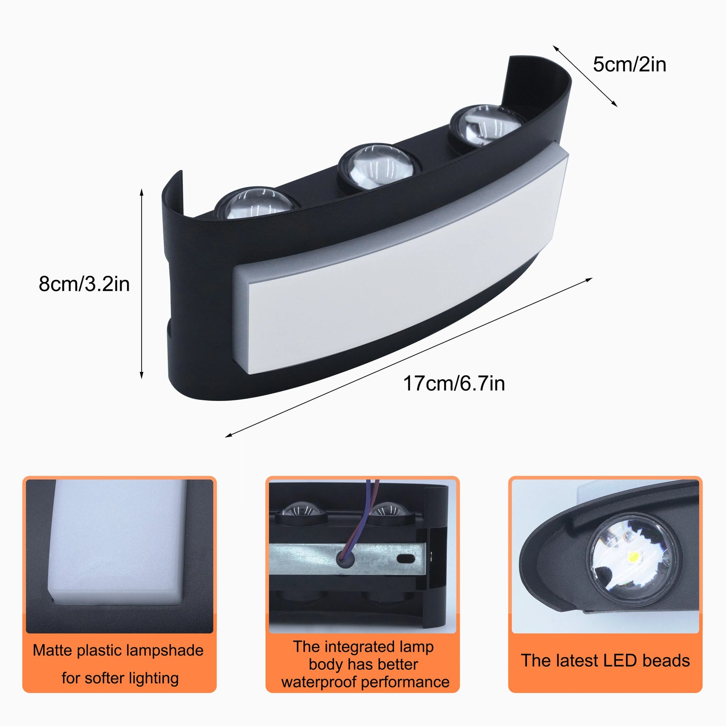 New Aluminum Waterproof LED Light 4W/6W/8W Wall Light Effect Light Staircase Light Bed Light