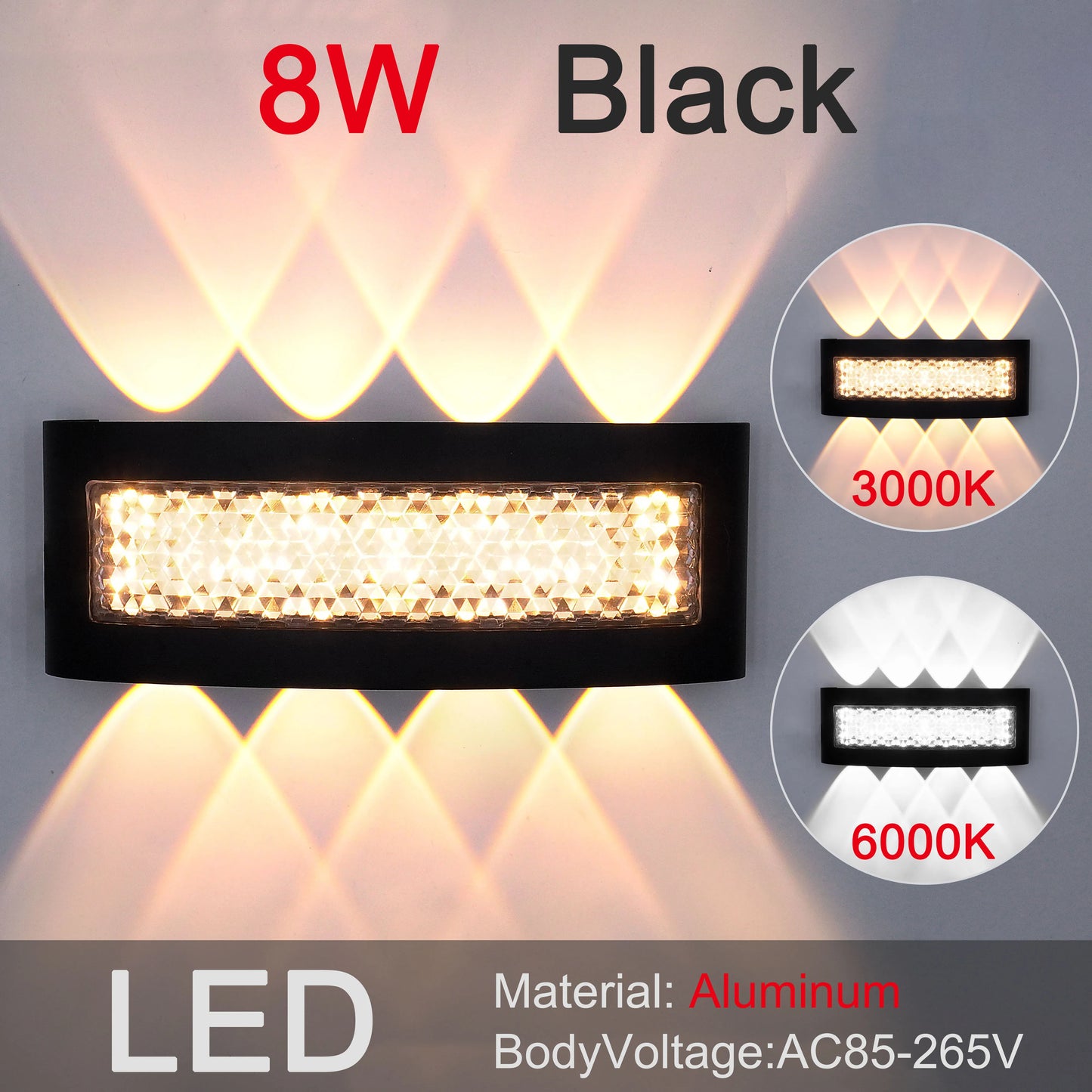 New Aluminum Waterproof LED Light 4W/6W/8W Wall Light Effect Light Staircase Light Bed Light