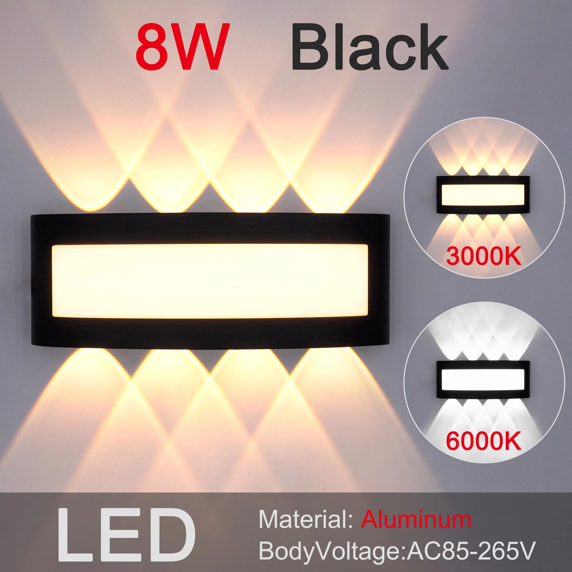 New Aluminum Waterproof LED Light 4W/6W/8W Wall Light Effect Light Staircase Light Bed Light