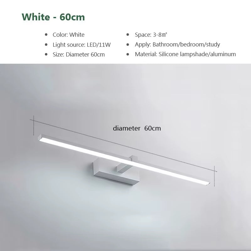 Led Mirror Lights Wall Lamps Bathroom Waterproof White Black LED Flat Lamp Modern Indoor Wall Lamp Bathroom Lighting Make Up