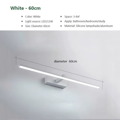 Led Mirror Lights Wall Lamps Bathroom Waterproof White Black LED Flat Lamp Modern Indoor Wall Lamp Bathroom Lighting Make Up