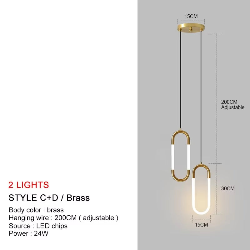 Nordic Luxury LED Restaurant Ceiling Pendant Lights Dining Room Chandelier Fixtures Decor Bar Bedroom Bedside Hanging Lamp Gold